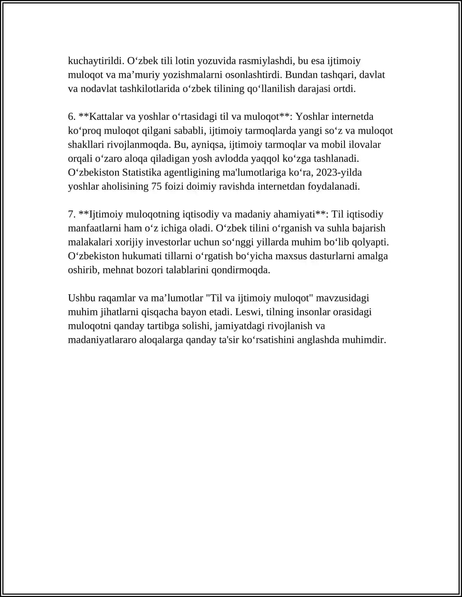TILNING IJTIMOIY VAZIFALARI. R.O.YAKUBSON TOMONIDAN ILGARI SURILGAN TIL FUNKSIYALARI 4