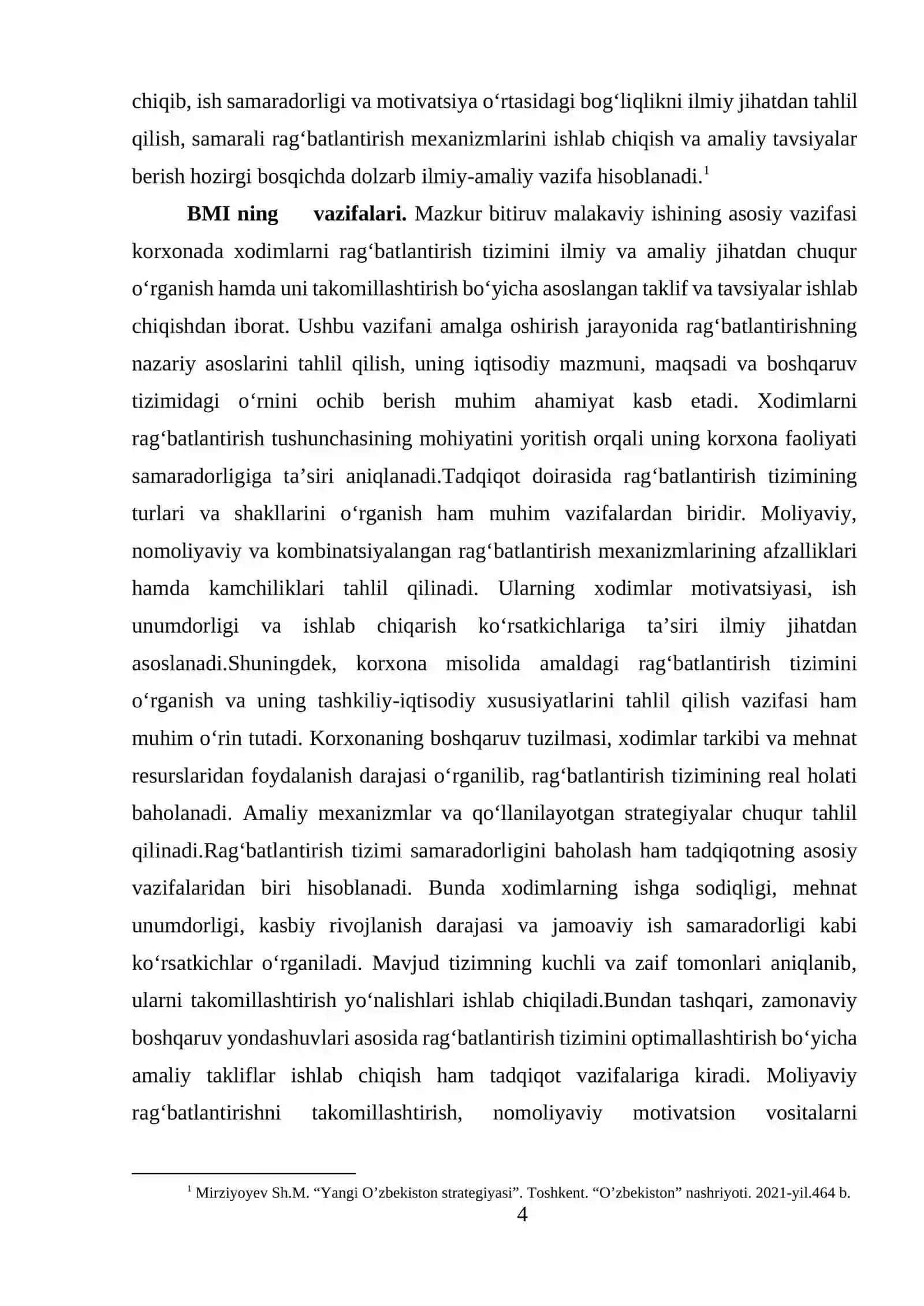 Korxonada xodimlarni rag'batlantirish tizimini shakllantirish ( UzAuto Motors korxonasi misolida ) 4