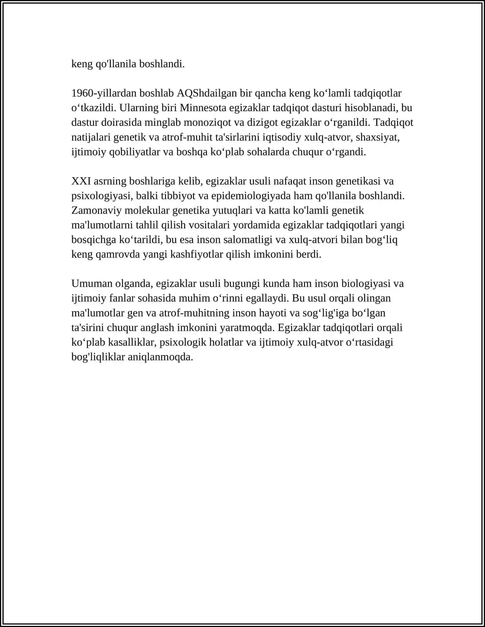 ANTROPOGENITEKA USULLARI: EGIZAKLAR USULI 4