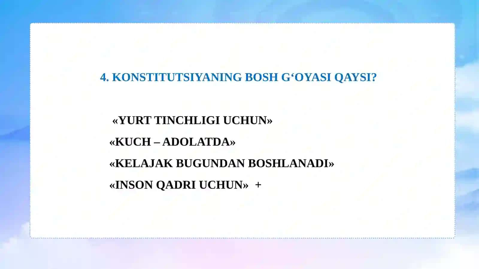konstitutsiyaga oid testlar 4