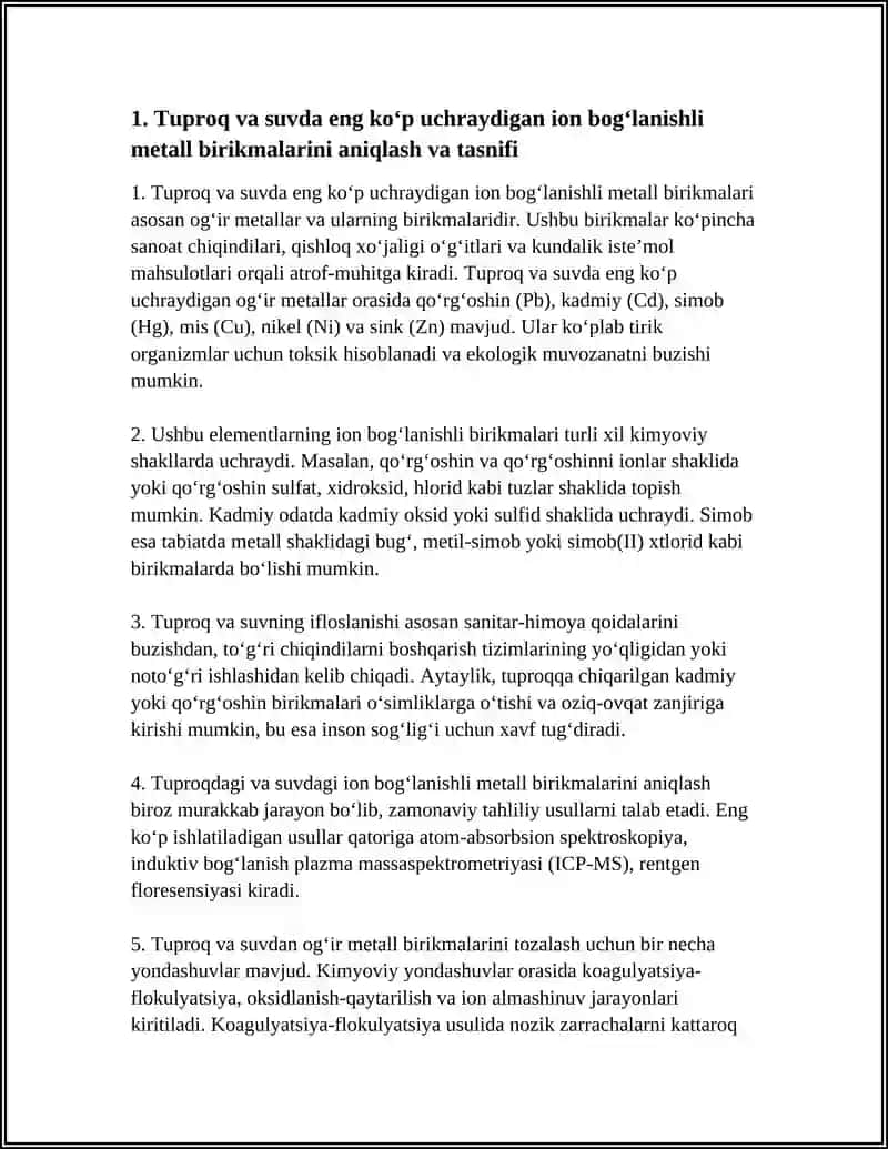 Tuproq va suvning ion bog‘lanishli birikmalari 4