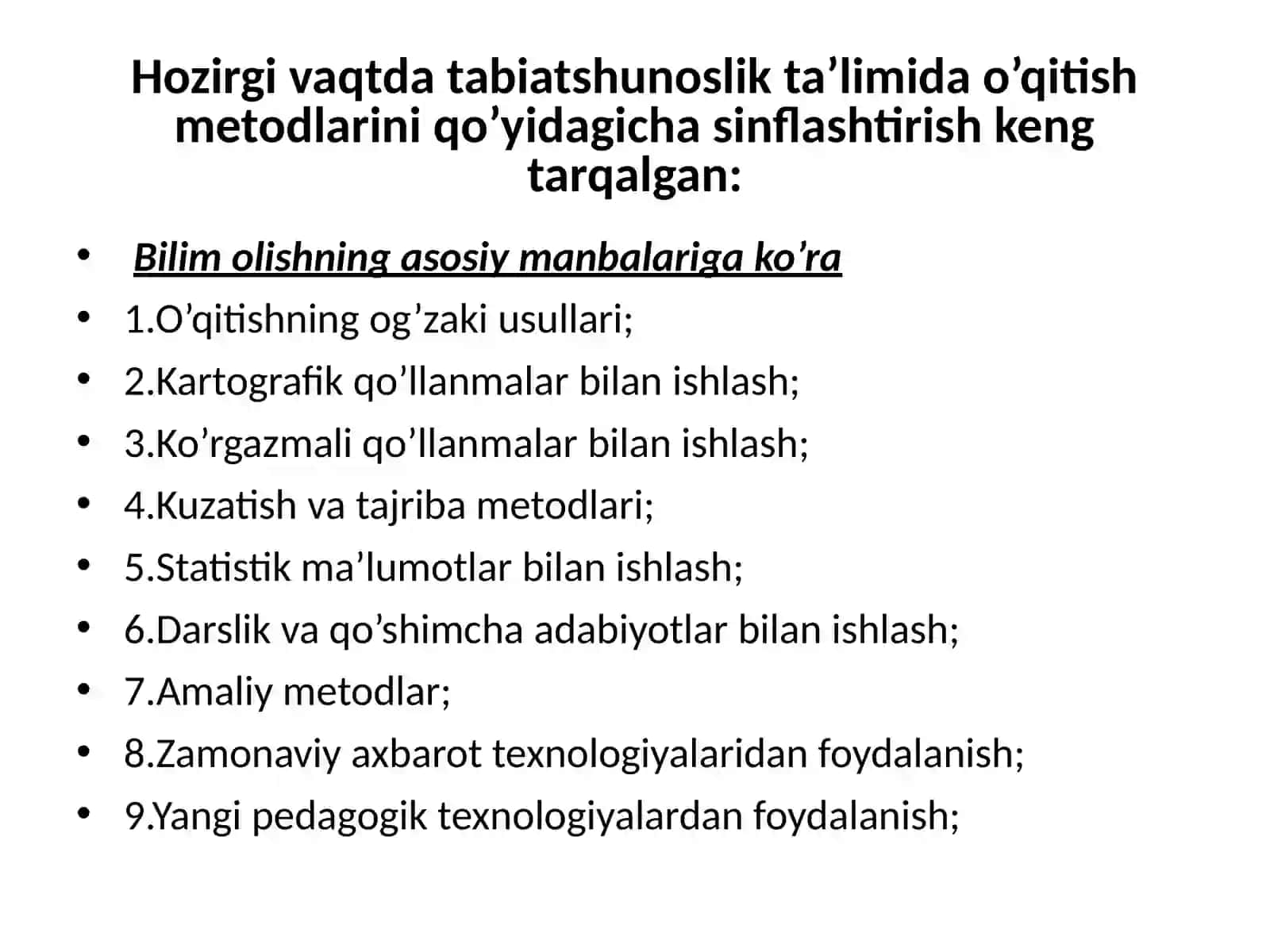 Tabiiy fanlarni o’qitish metodlari 4