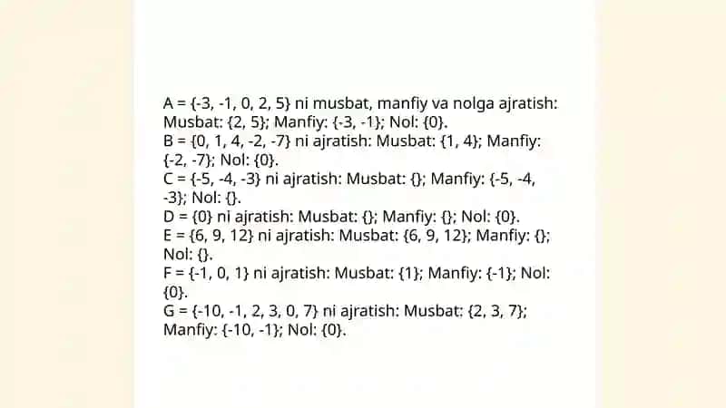 Tabiiy sonlarni juft va toq to'plamlarga ajratish 4