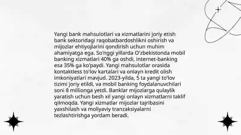 O'ZBEKISTONDA BANK TIZIMINI TAKOMILLASHTIRISH YO'LLARI 4