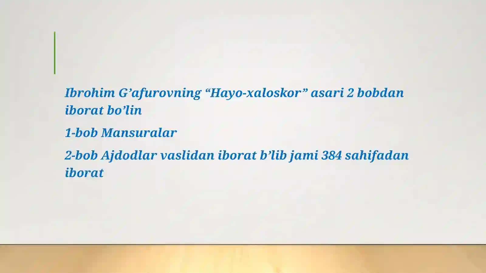 IBROHIMG’AFUROVNING“Hayo-xaloskor”“Mangulatofat”va“Parvarishlarmajlisi”asarlarito’g’risida 4