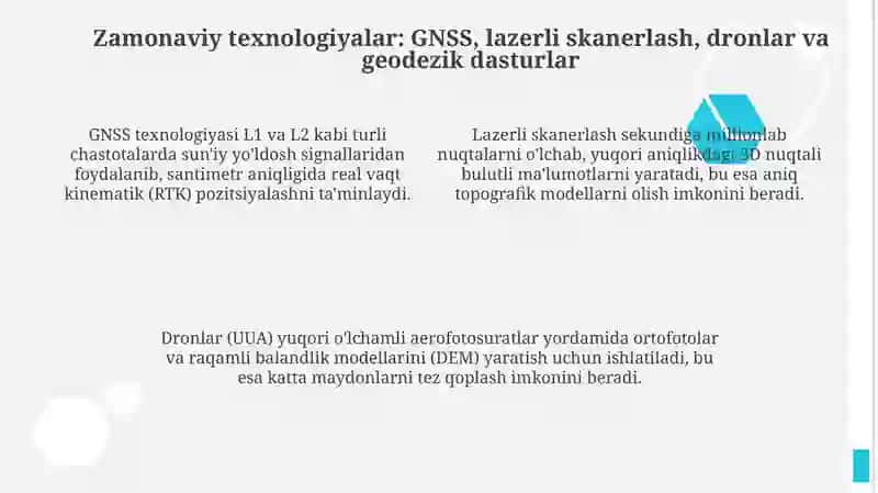 Yangi texnologiyalarga asoslangan asboblardan topografiyada foydalanish 4