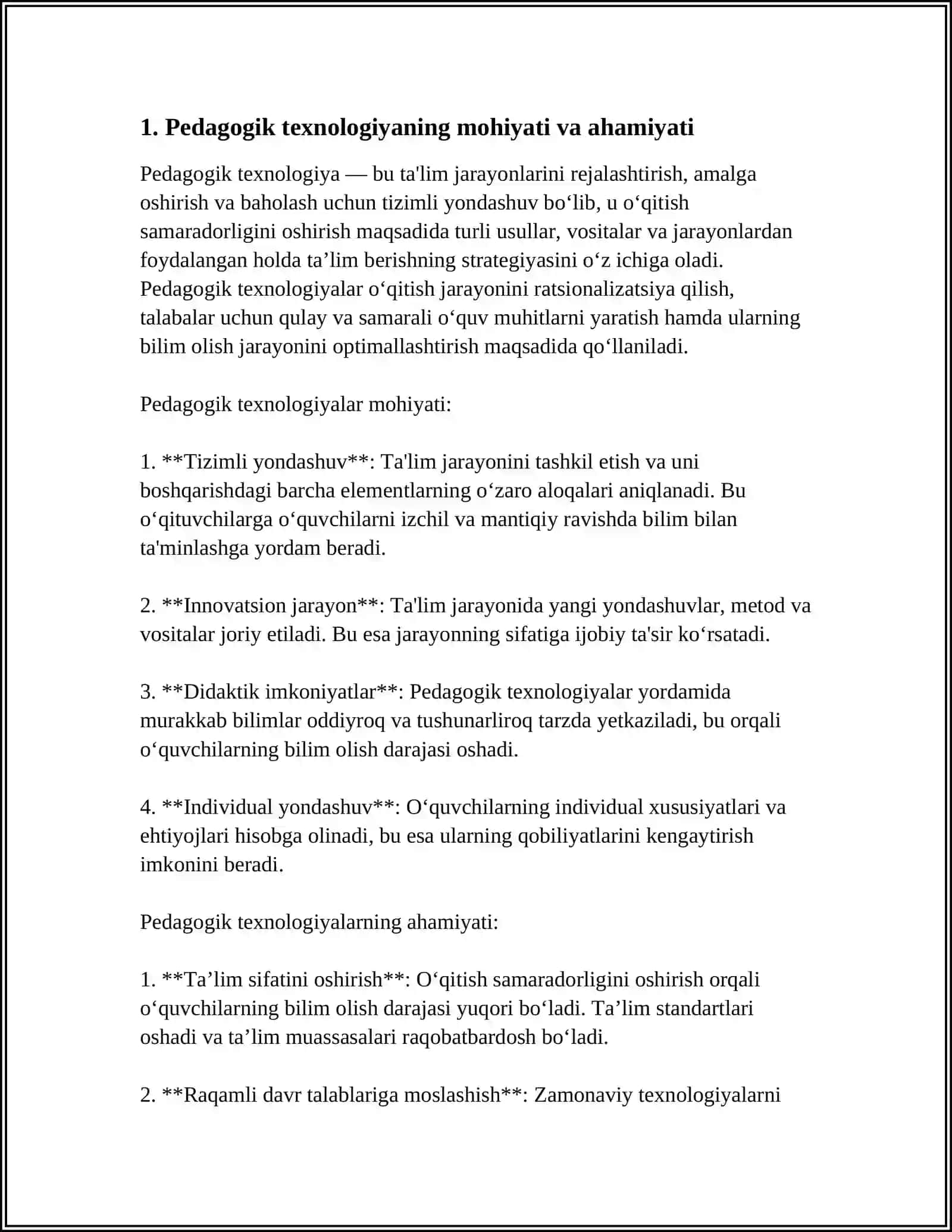 PEDAGOGIK TEXNOLOGIYA PEDAGOGIKANING MUSTAQIL SOHASI SIFATIDA 4