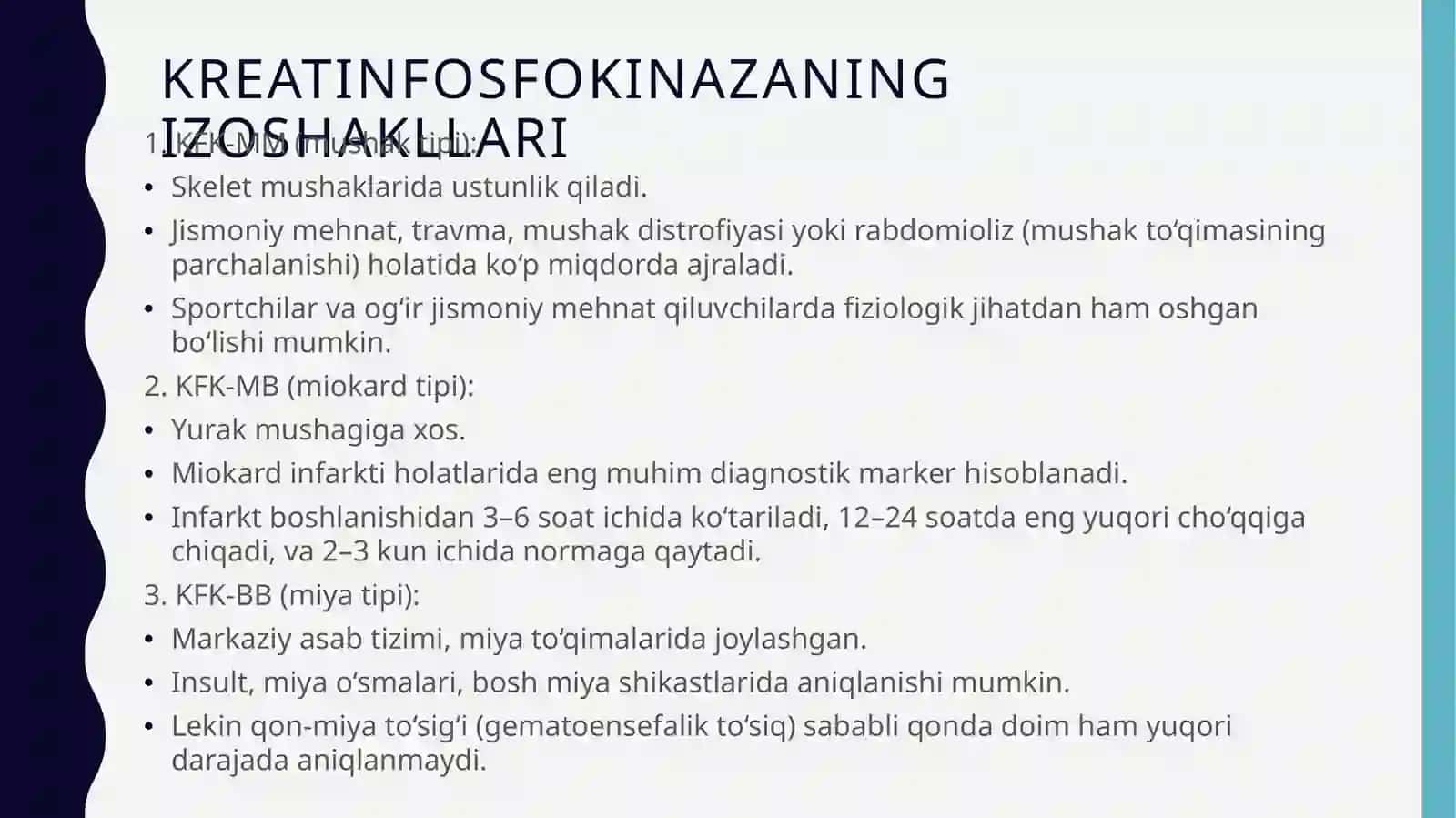 Kreatinfosfokinazaning izoshakllari va ularni aniqlashning klinik ahamiyati 4