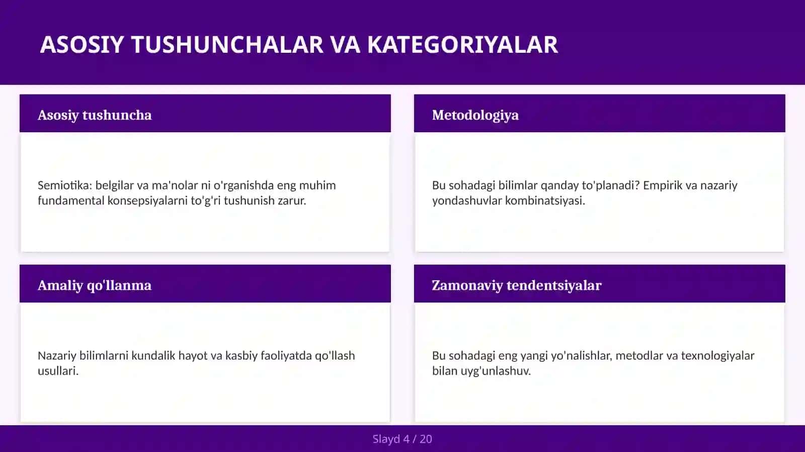 Semiotika: Belgilar va ma'nolar 4
