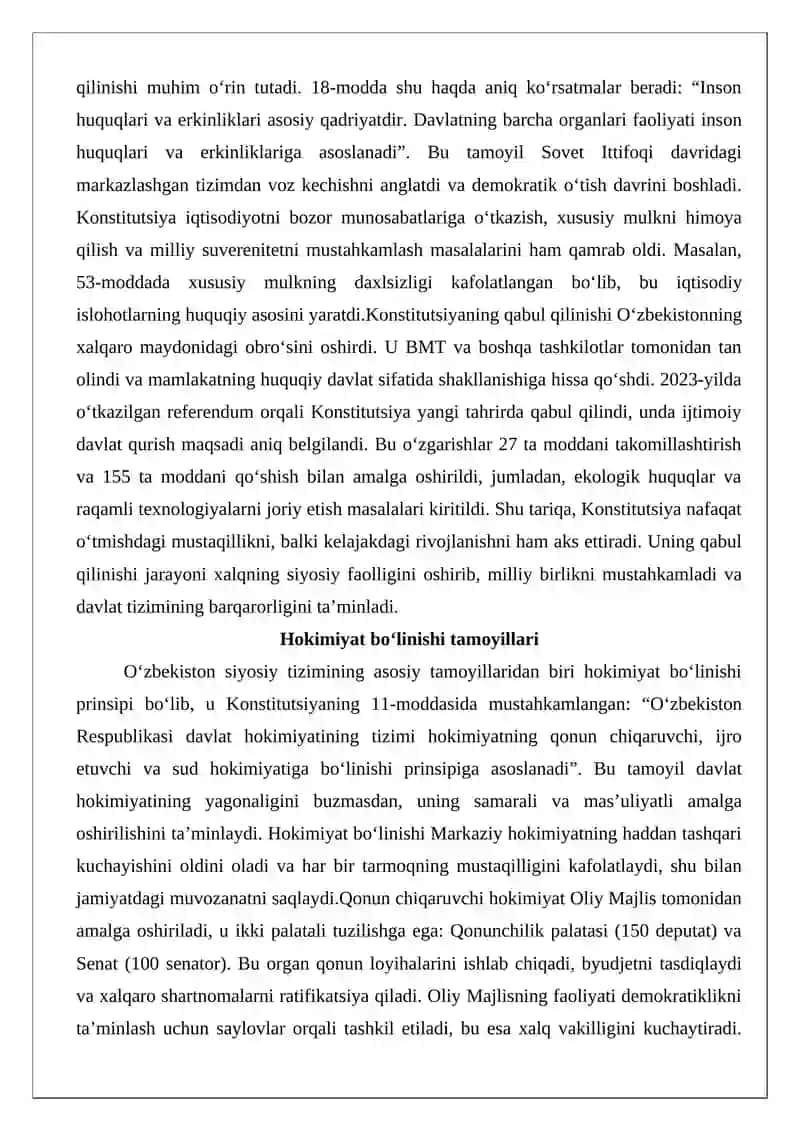 O‘zbekistonning siyosiy sohadagi yutuqlari 4