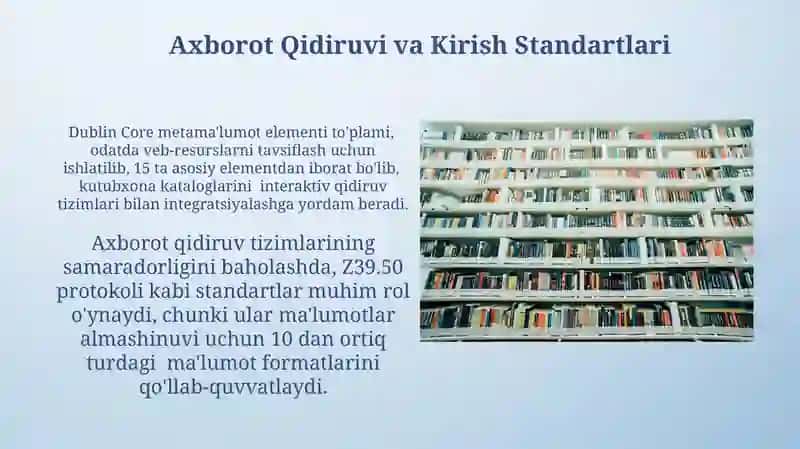 Kutubxona texnologiyalarini avtomatlashtirishga moʻljallangan standartlar tahlili 4