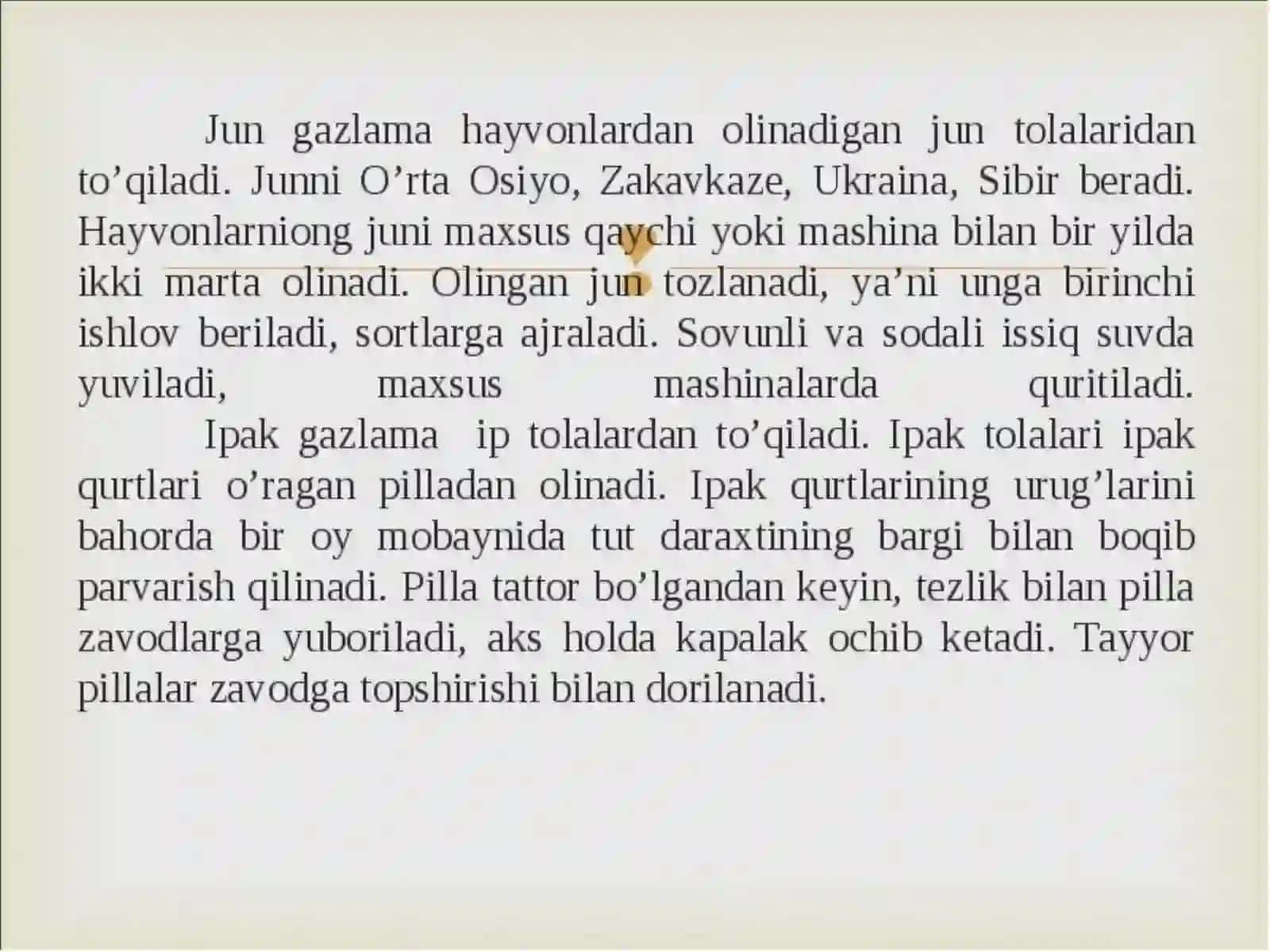 Hayvonlardan olinadigan tolalar va ularning tasnifi 4