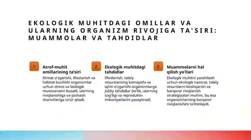 Turli ekologik omillarning organizmga oʻzaro taʼsiri muommolari 4