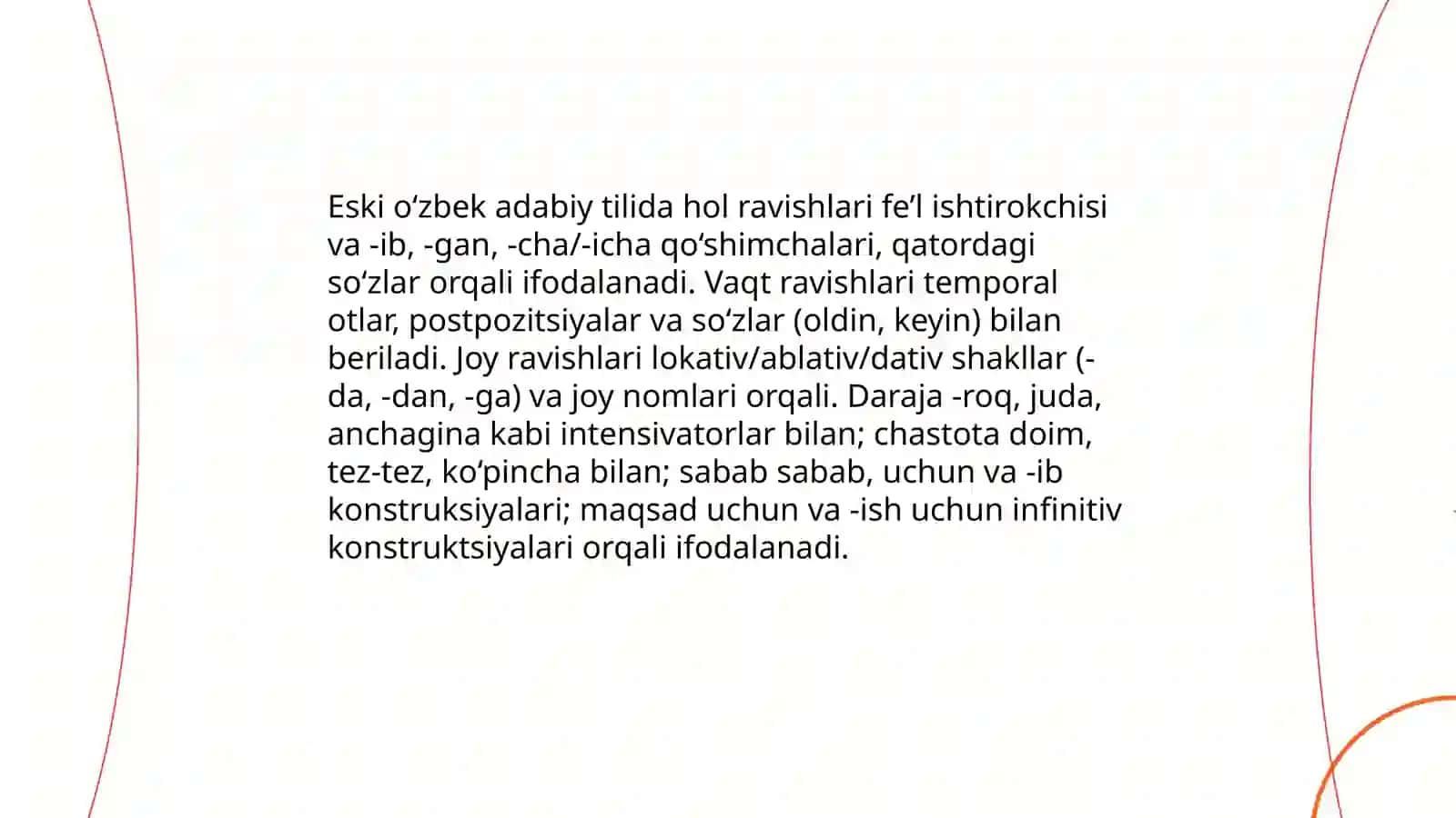 Eski oʻzbek adabiy tilida ravish va uning ifodalanishi 4