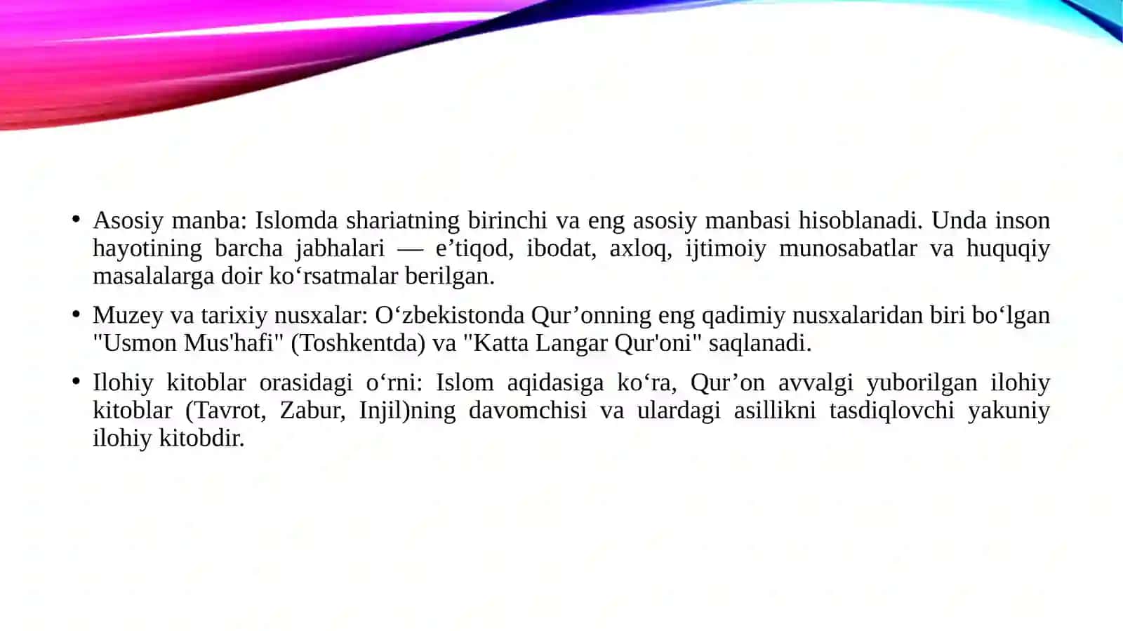Qur’on islom dinining muqaddas kitobi sifatida 4