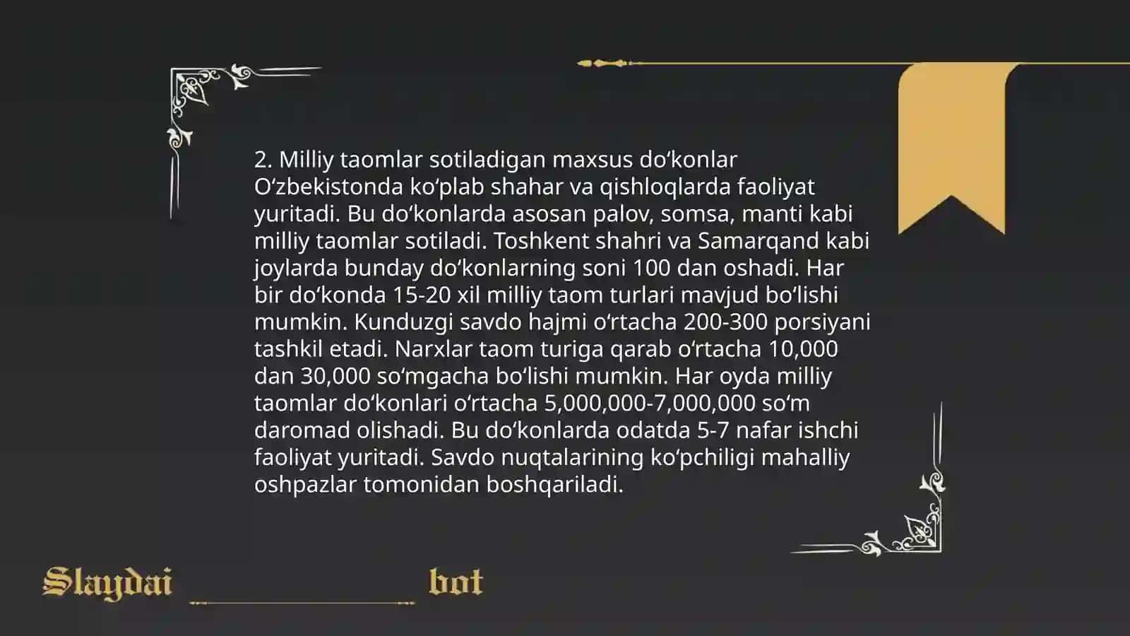 Sayyohlar uchun oziq-ovqat do‘konlarining geografik joylashuvi 4
