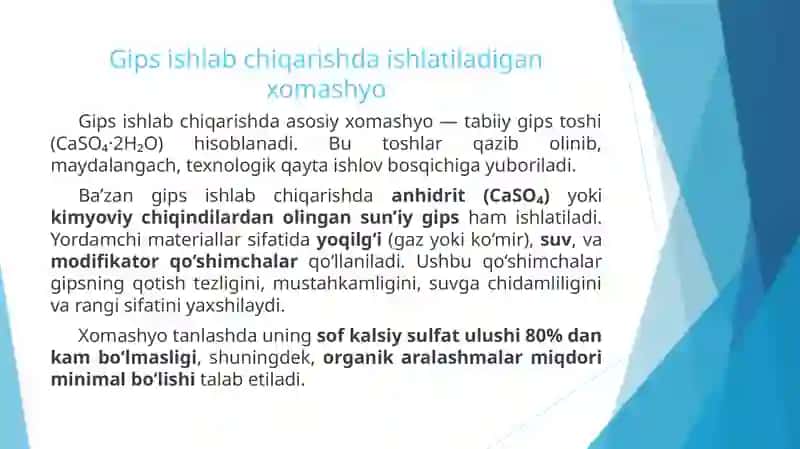 Gips ishlab chiqarish texnologiyasi 4