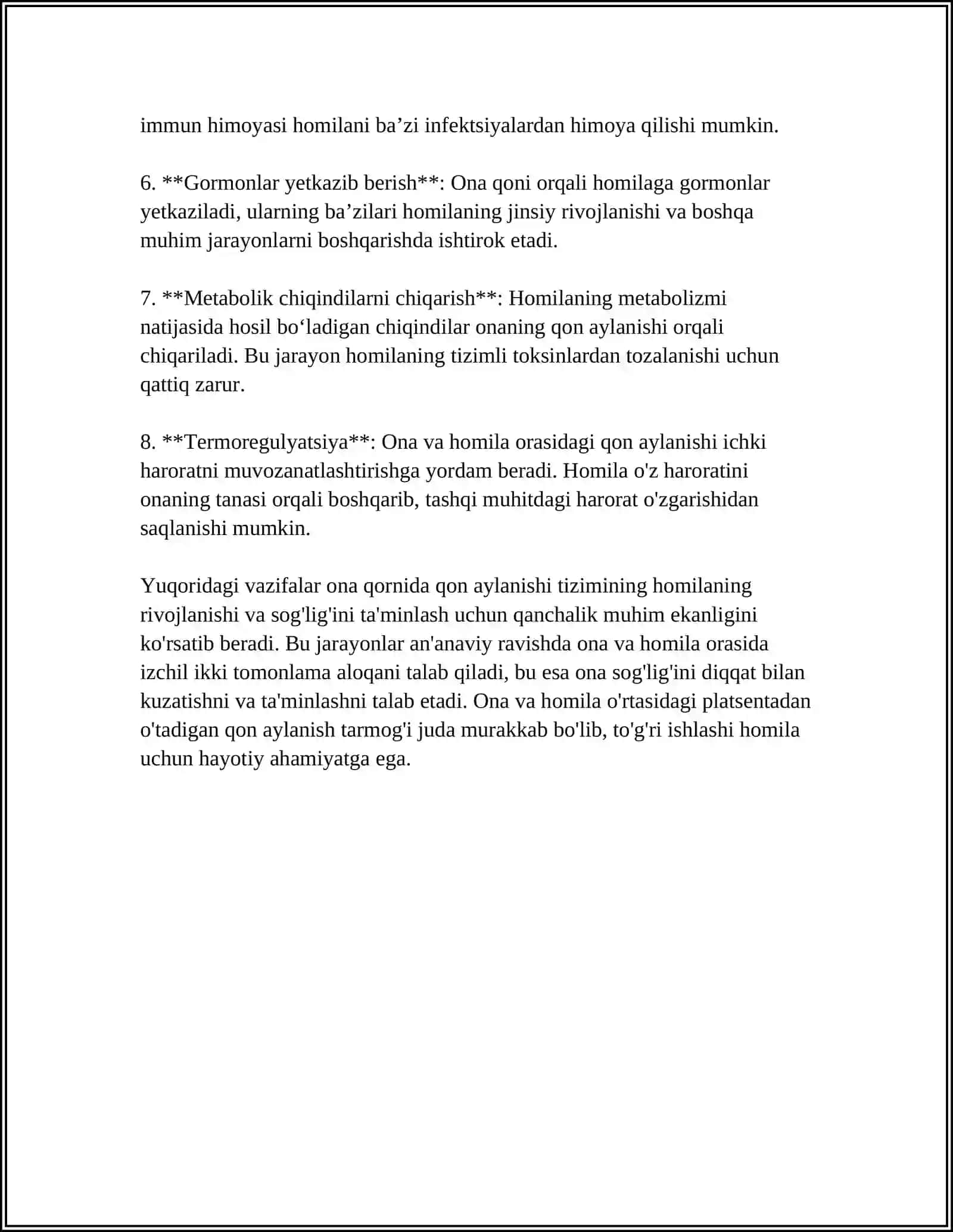 ONA QORNIDA QON AYLANISHINING AHAMIYATI VA BOLA TUG'ILGANDAN KEYINGI O'ZGARISHLAR 4