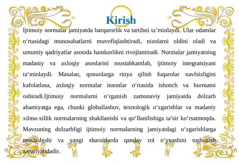IJTIMOIY NORMALARNING UMUMIY VA O‘ZIGA XOS XUSUSIYATLARI 4