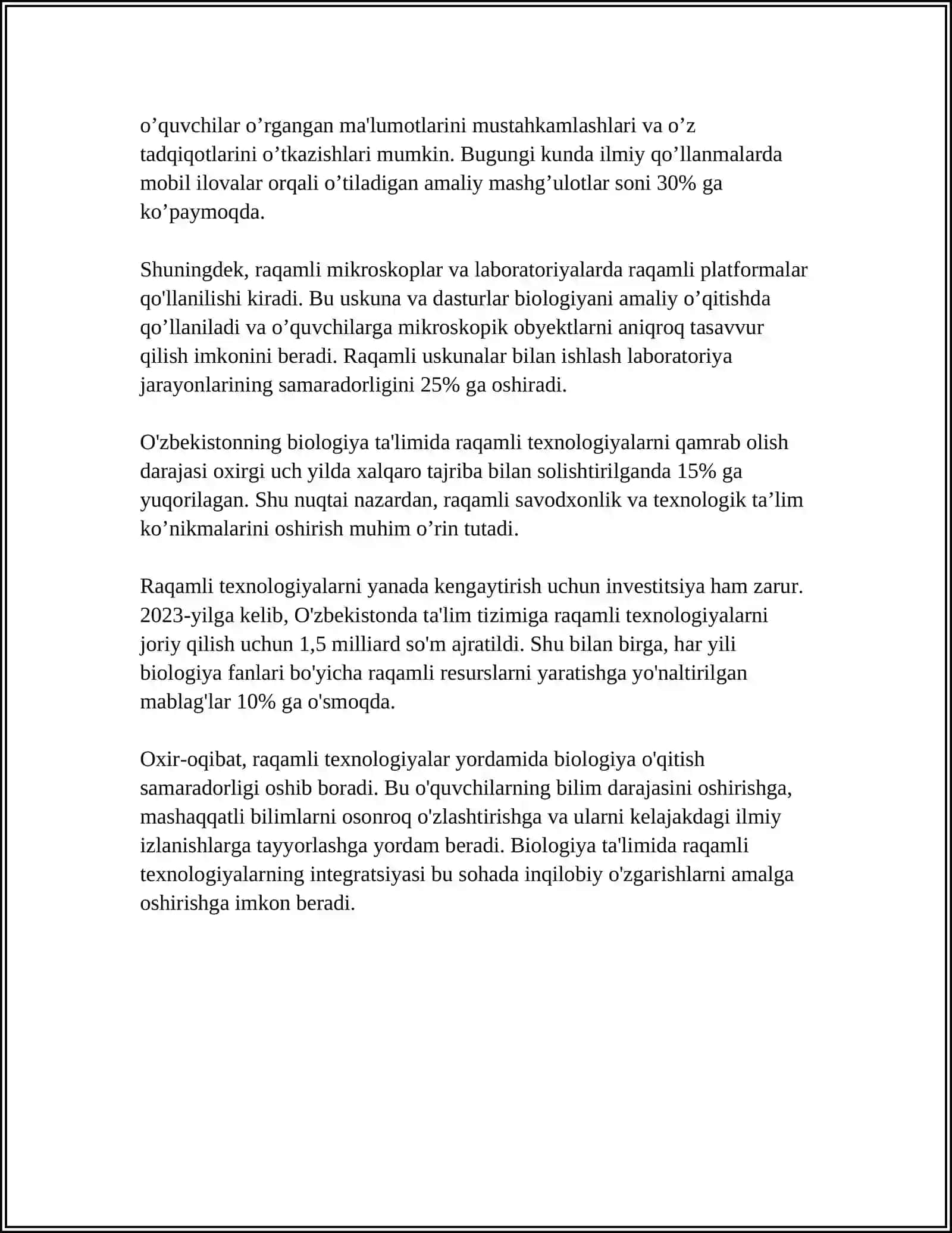 BIOLOGIYA OʻQITISHDA YANGI AXBOROT TEXNOLOGIYALARINI QOʻLLASH 4