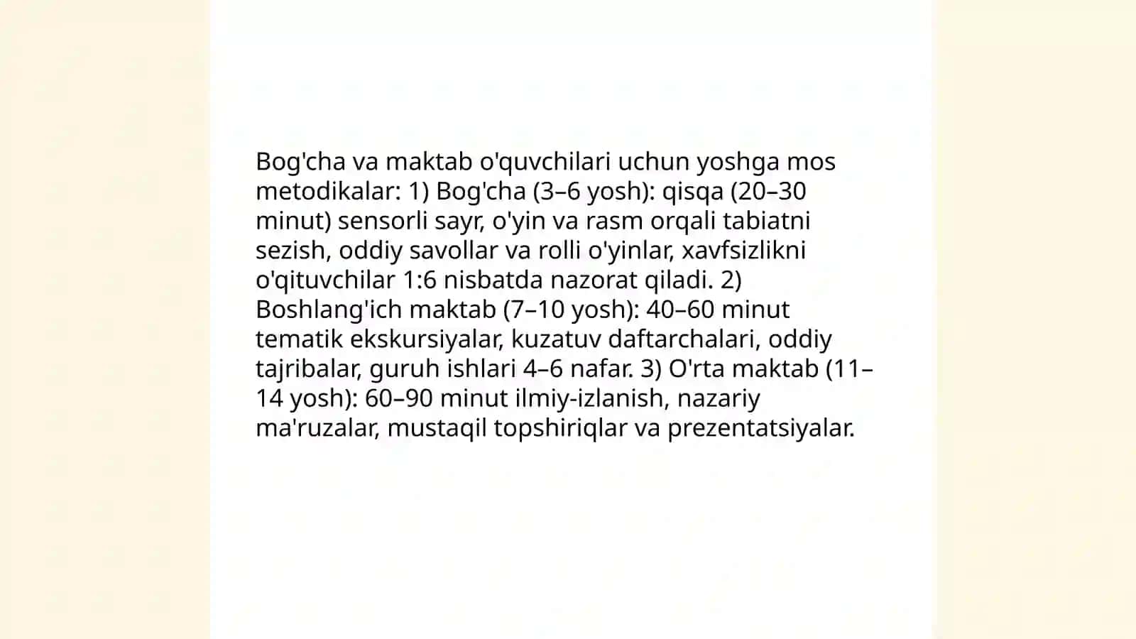Tabiat bilan tanishtrshda ekskursya va ularning turli metodikasi haqda bilimlarni takomillashtirish 4
