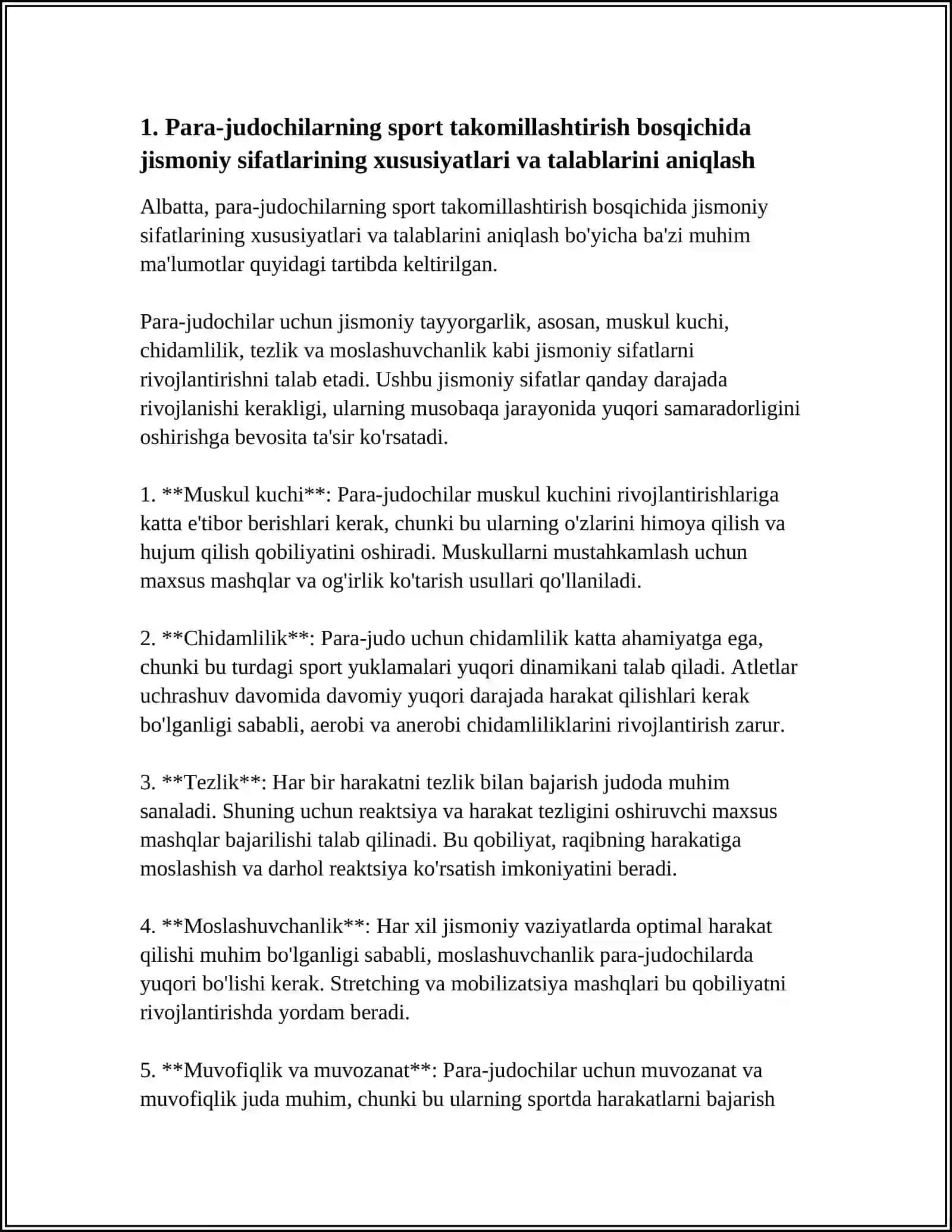 PARADZYUDOCHILARNING SPORT TAKOMILLASHTIRISH BOSQICHIDA JISMONIY SIFATLARINI MAXSUS MASHQLAR YORDAMIDA RIVOJLANTIRISH 4