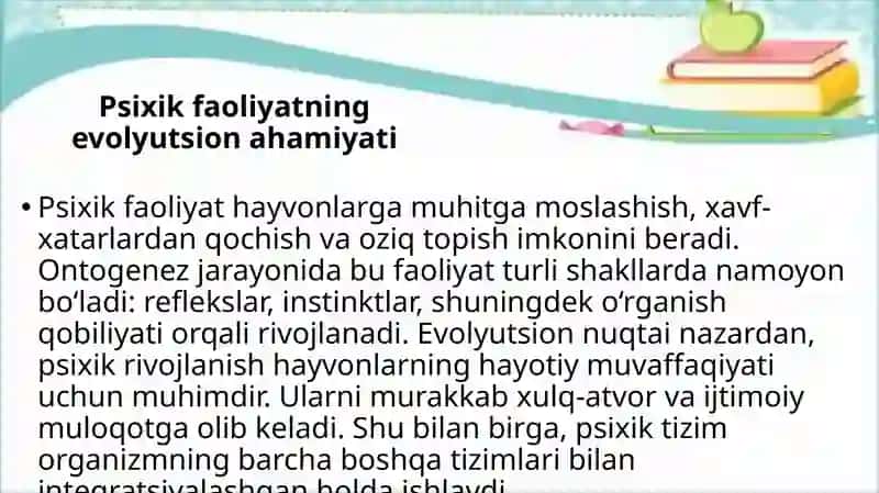Hayvonlarning psixik faoliyatini ontogenezda rivojlanishi 4