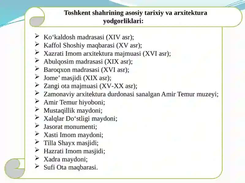 O‘zbekistonning tarixiy va arxitektura yodgorliklariga ega bo‘lgan shaharlari 4