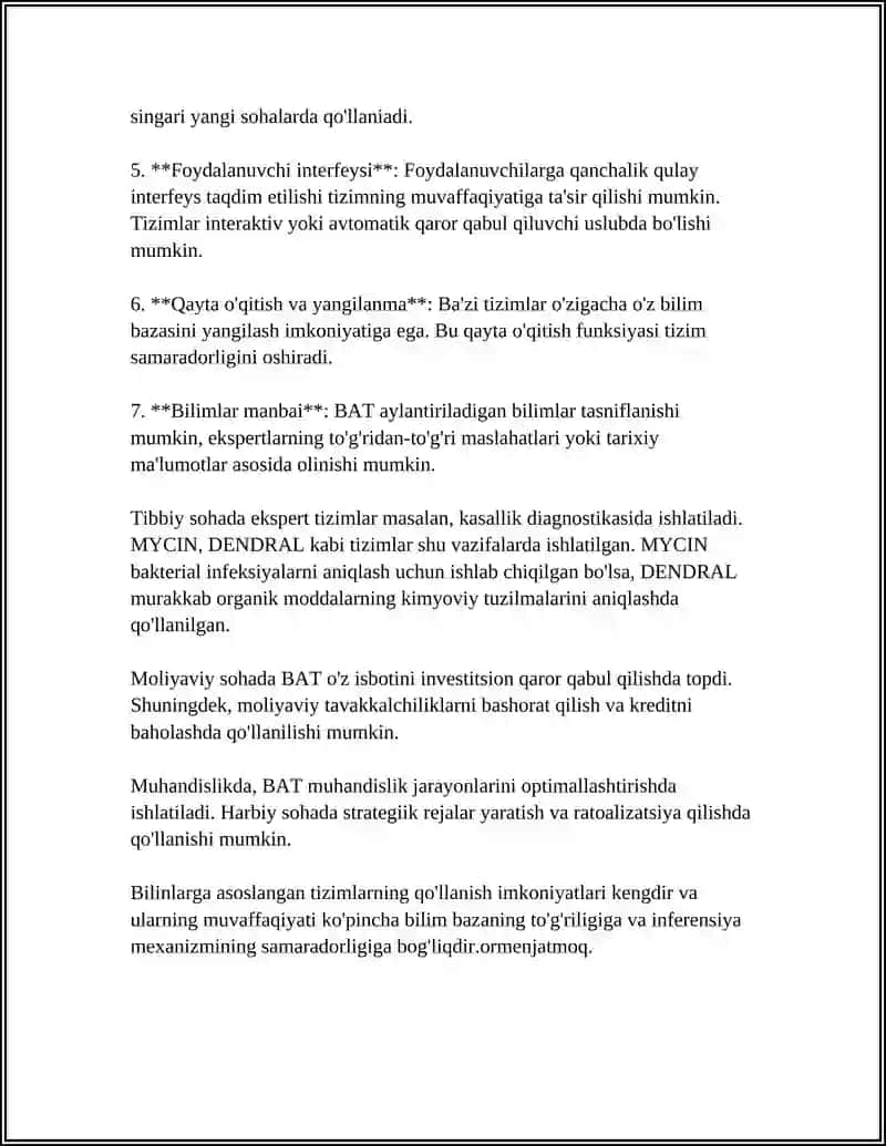 BILINLARGA ASOSLANGAN TIZIMLARNI TASNIFLASH 4