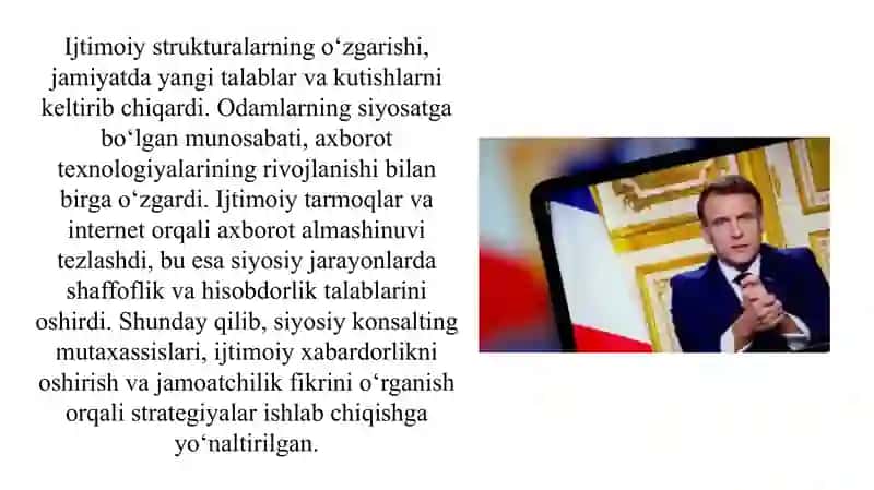 Zamonaviy siyosiy konsaltingning paydo bo‘lishiga qanday ijtimoiy-iqtisodiy va siyosiy sharoitlar yordam beradi 4