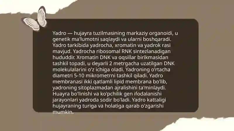 Yadroning tarkibiy qismlari,ultrastrukturaviy tuzilishi,tarkibi,xossalari,vazifalari 4