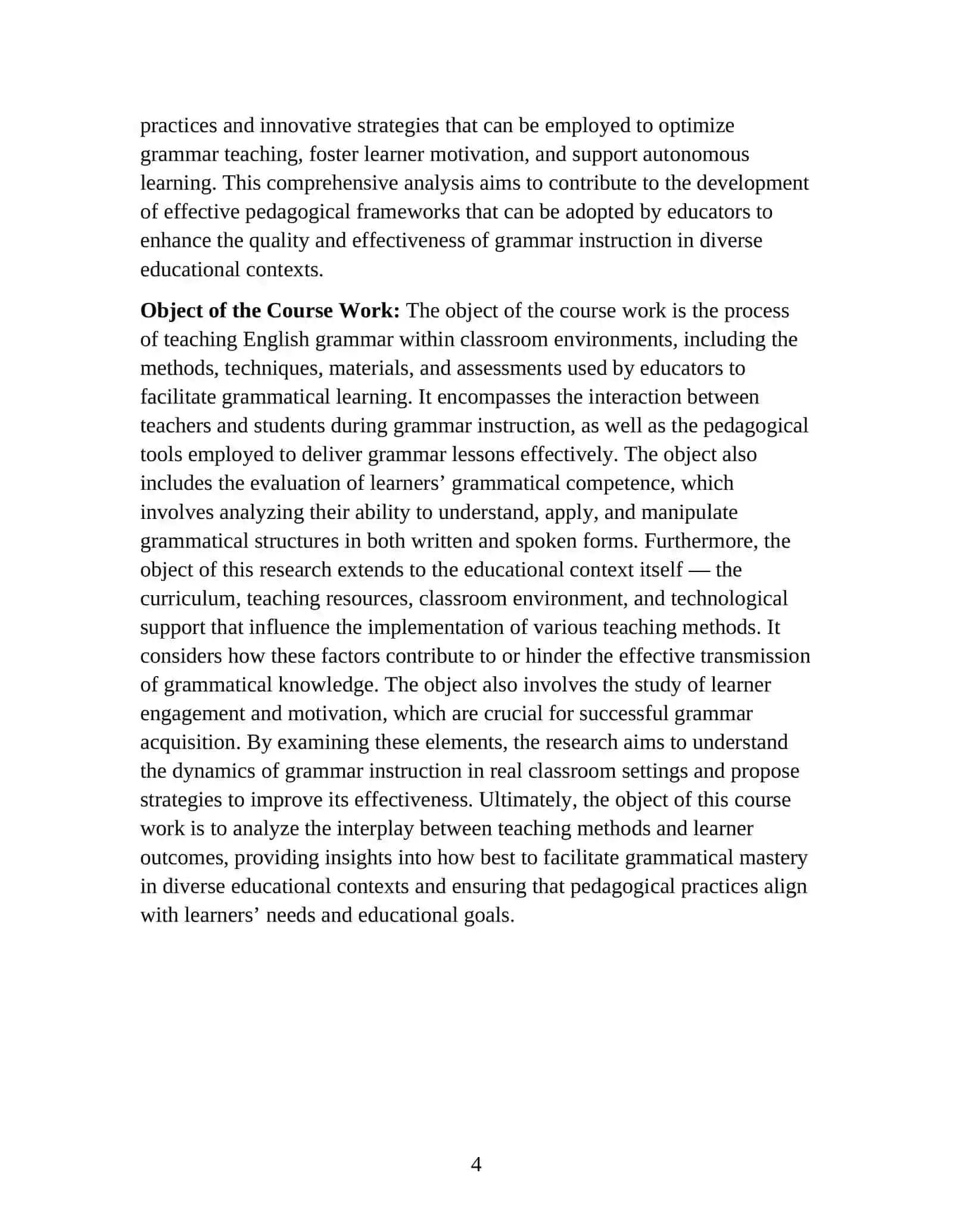 INVESTIGATING GRAMMAR TEACHING METHODS IN THE ENGLISH CLASSROOM 4