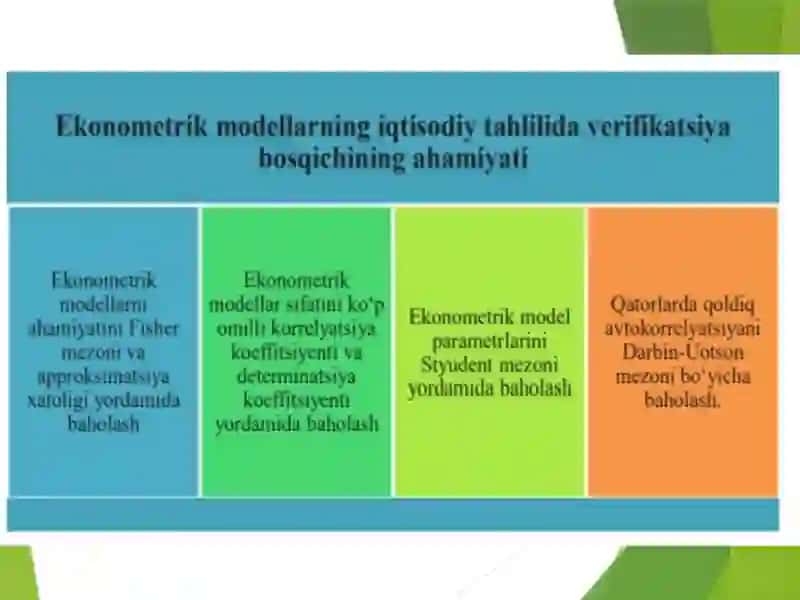Ekonometrikmodellarning iqtisodiy tahlilida verifykatsiya bosqichining ahamiya 4