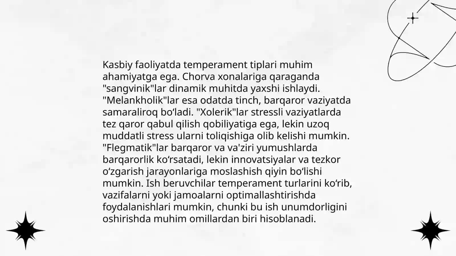 Kasbiy psixologiya, kasbda temperament oʻrni 4