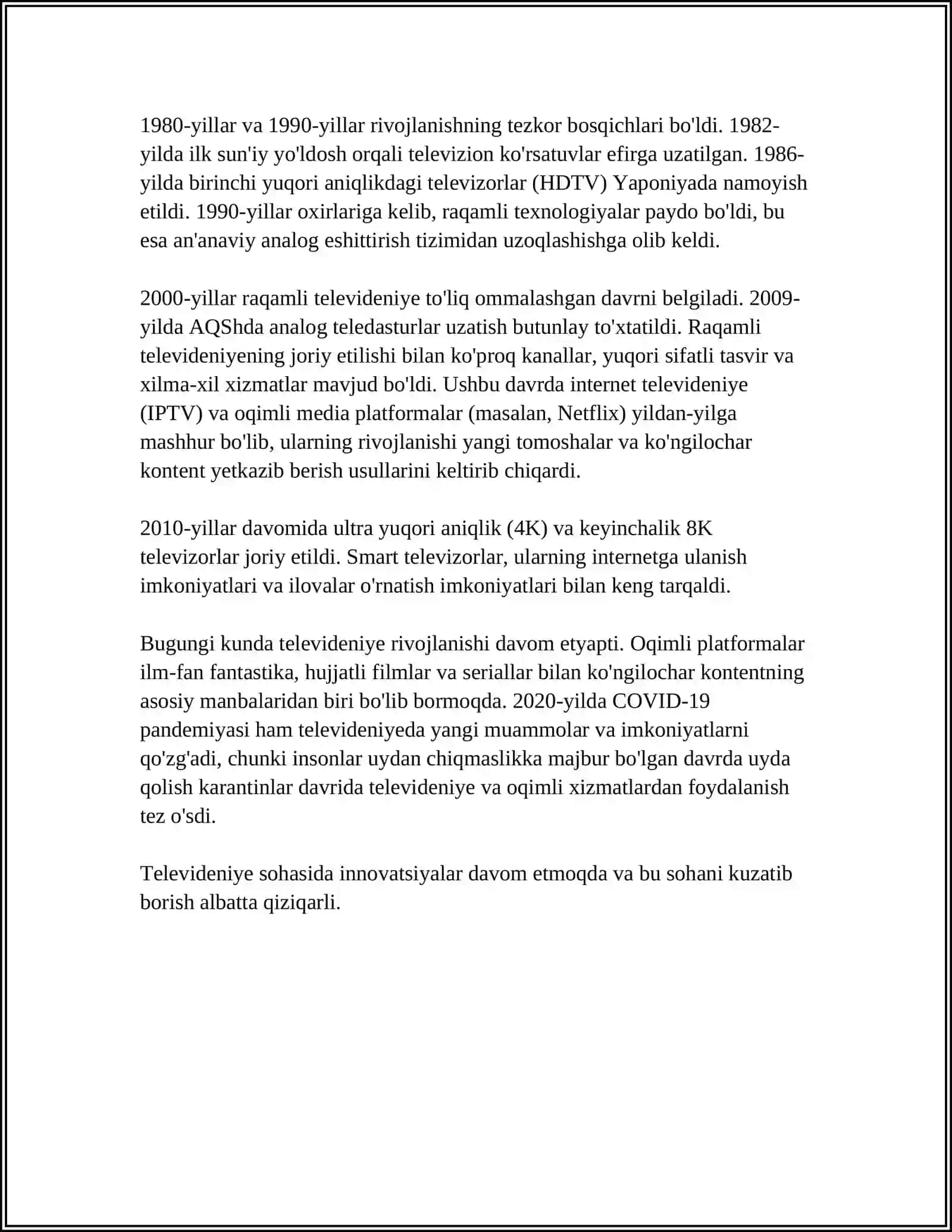 TELEVIDENYE- KOʻNGILOCHAR SANOAT SIFATIDA 4