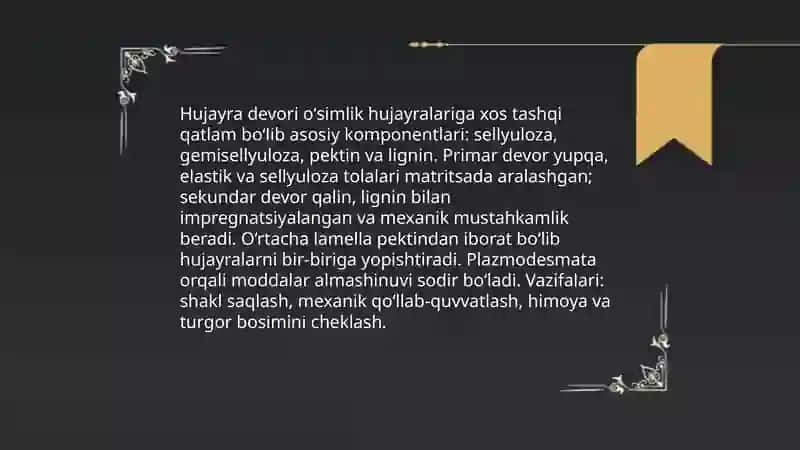 Oʻsimliklar, hayvonlar va odam hujayralarining tuzilishi va farqlari 4