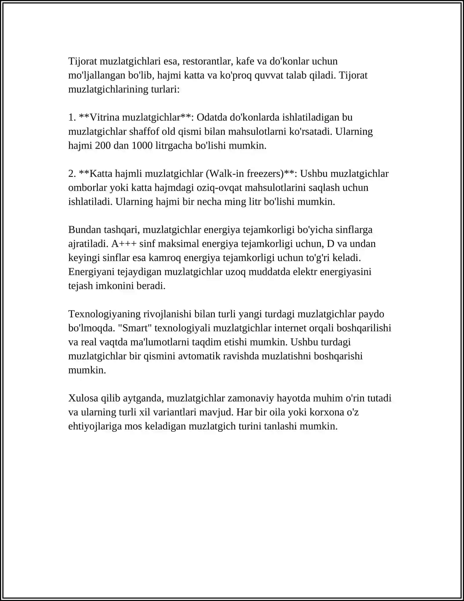 MAISHIY MUZLATGICHLAR UCHUN KOP KOMPONENTLI XLODOGENTLAR 4