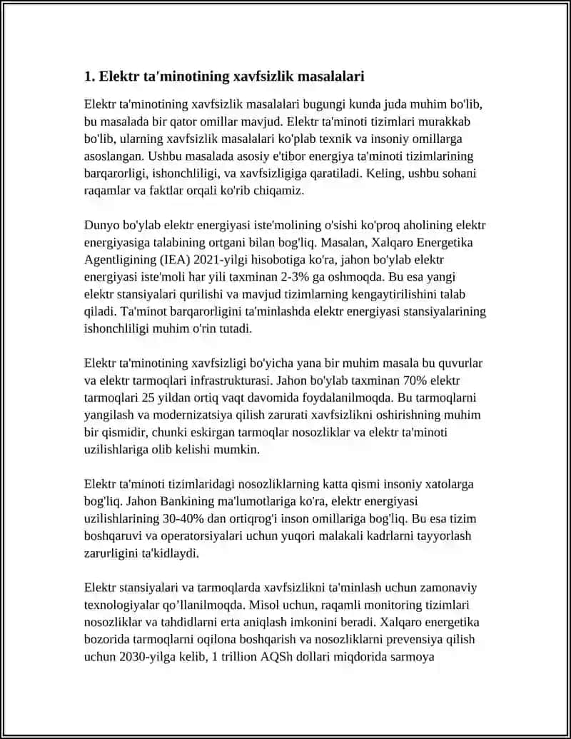 Elektr ta'minotining xavfsizlik masalalari 4