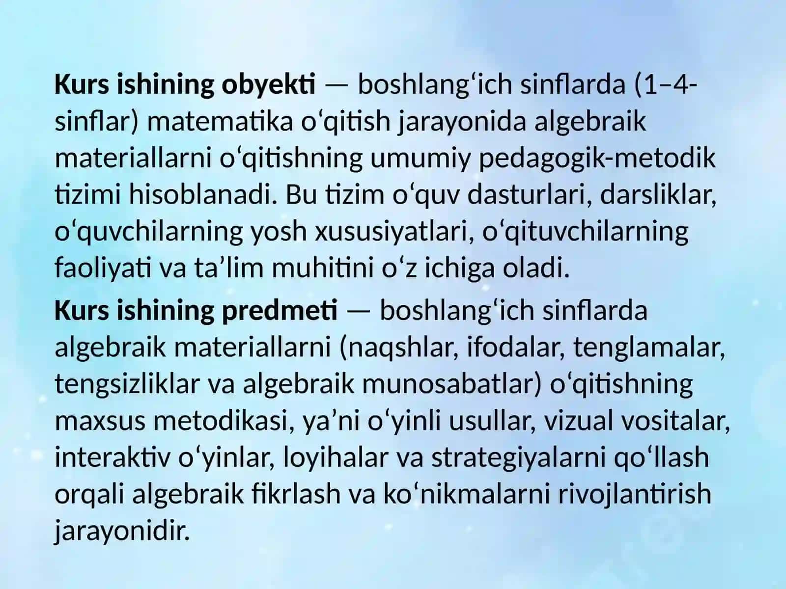 Algebraik materiallarni o‘qitish metodikasi. 4
