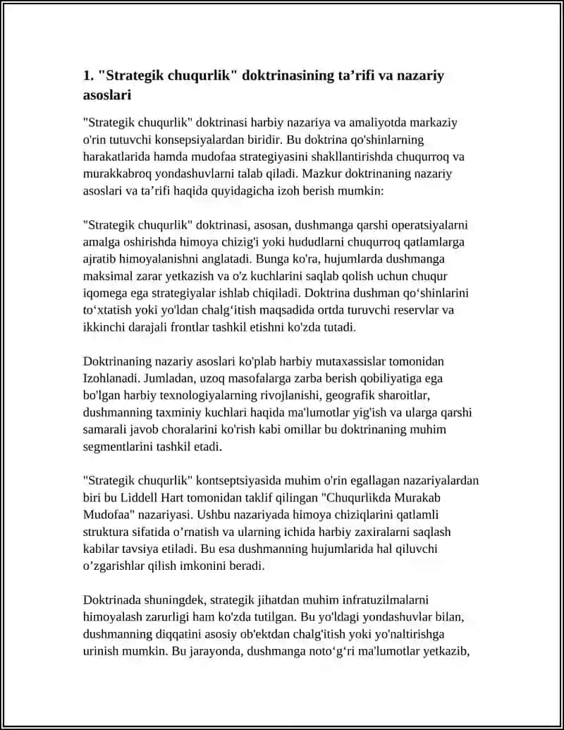 "STRATEGIK CHUQURLIK" DOKTIRINASI MAZMUN MOHIYATI 4
