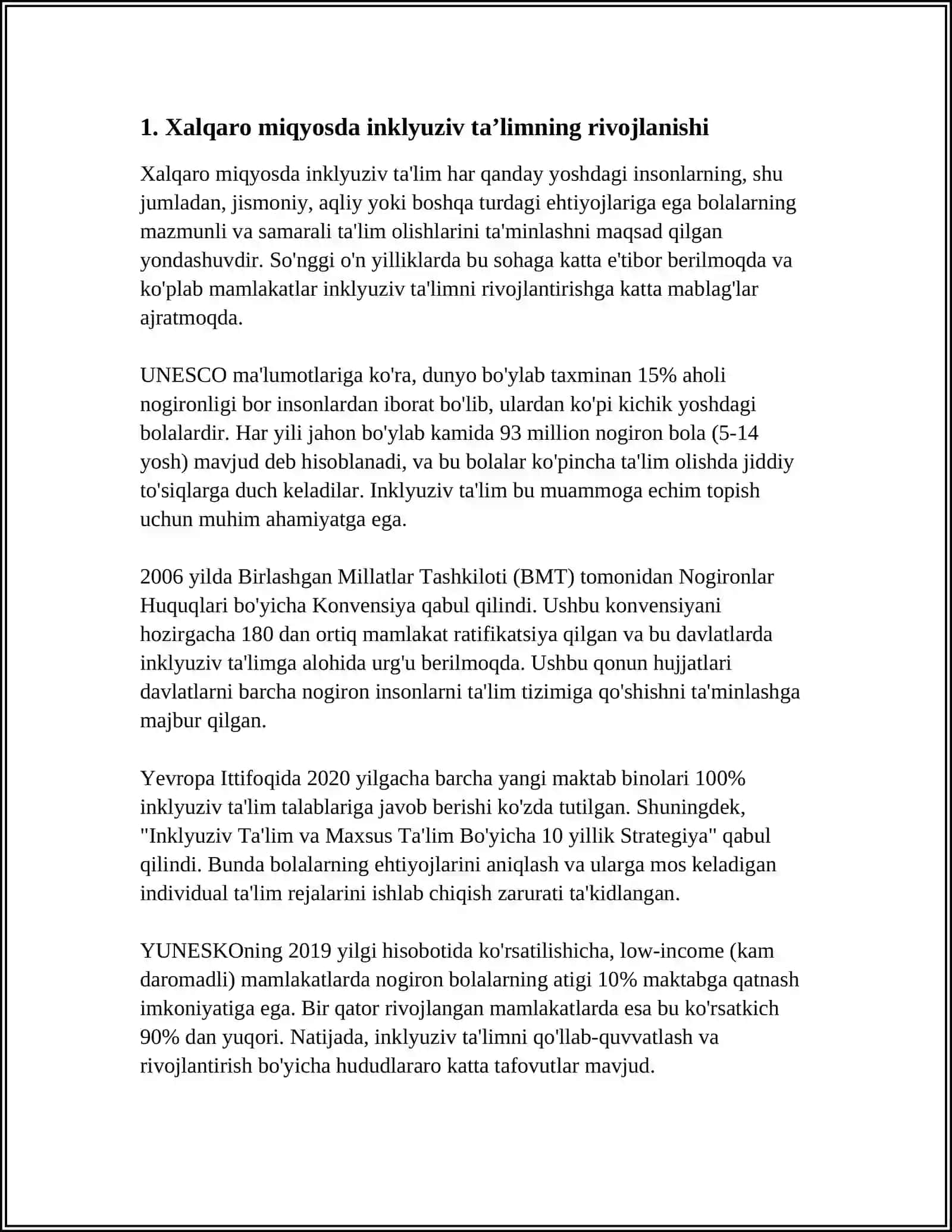 ALOHIDA YORDAMGA MUHTOJ SHAXSLARNI INKLYUZIV TAʼLIM KONSEPSIYASINING MOHIYATI VA ASOSIY QOIDALARI 4