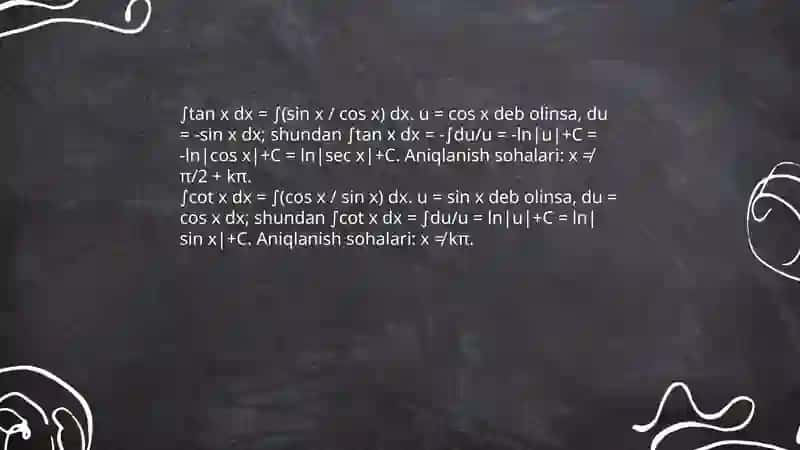 Trigonometrik funksiyalarni integrallash 4