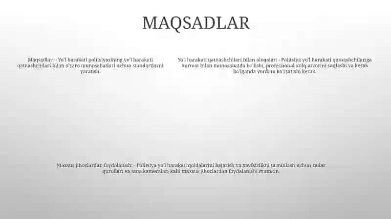 Yo’L-Patrul Xizmati Xodimlarining Yo’L Harakati Qatnashchilari Bilan O’Zaro Munosabatlari Hamda Maxsus Moslamalardan Foydalanishi Tartibi To’Grisidagi Nizomni Tasdiklash 4