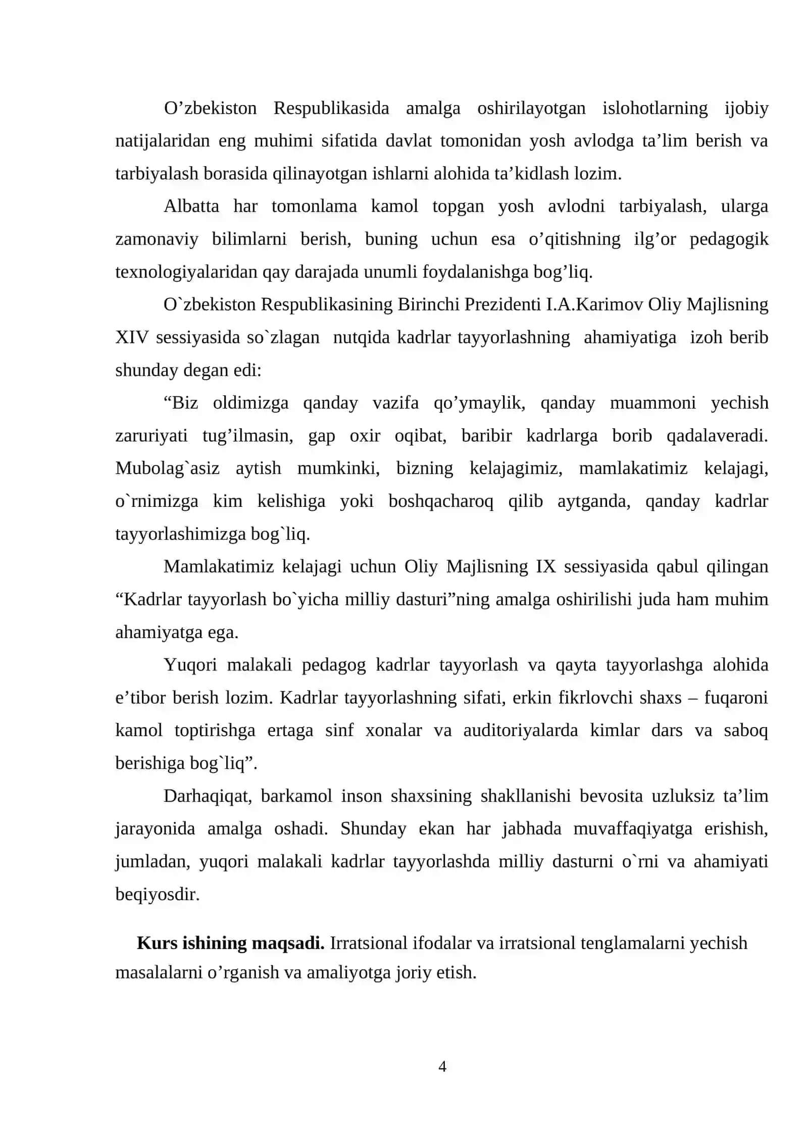 Irratsional tenglamalarni 4