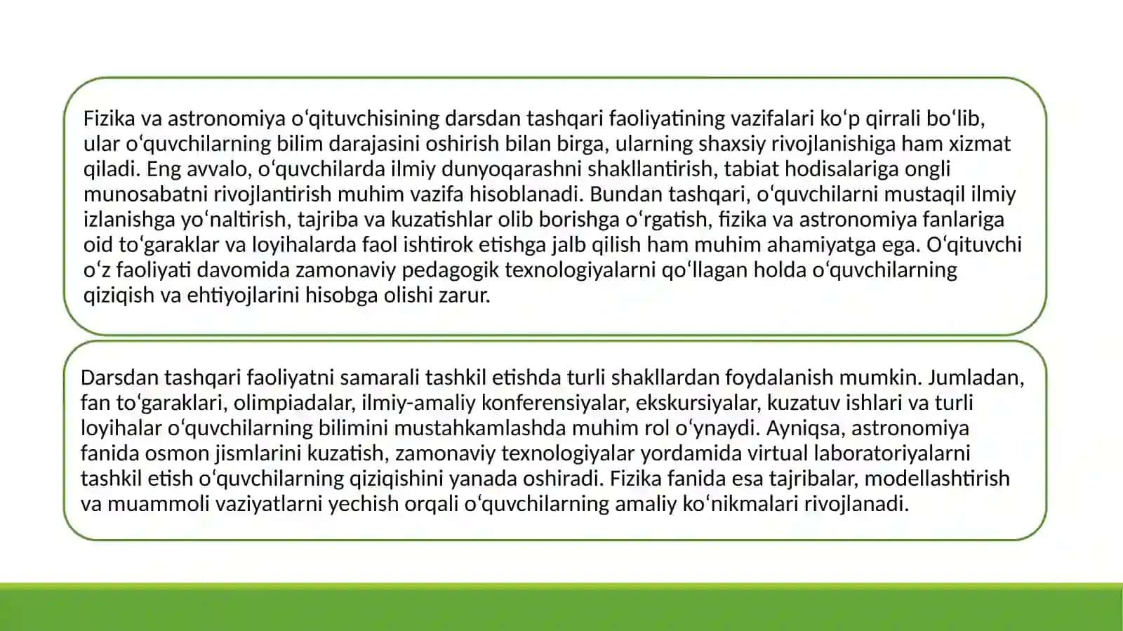 Akademik litsey va kasb-hunar kollejlari fizika va astronomiya o'qituvchisining darsdan tashqari faoliyatini loyihalashtirish 4