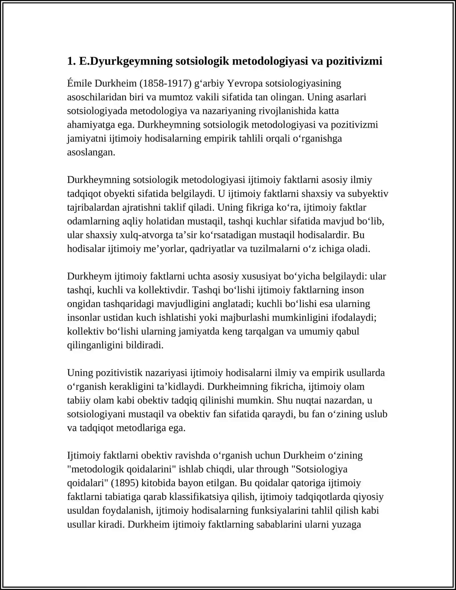 E.DYURKGEYM-GʼARBIY YEVROPA SOTSIOLOGIYASINING MUMTOZ VAKILI SIFATIDA 4