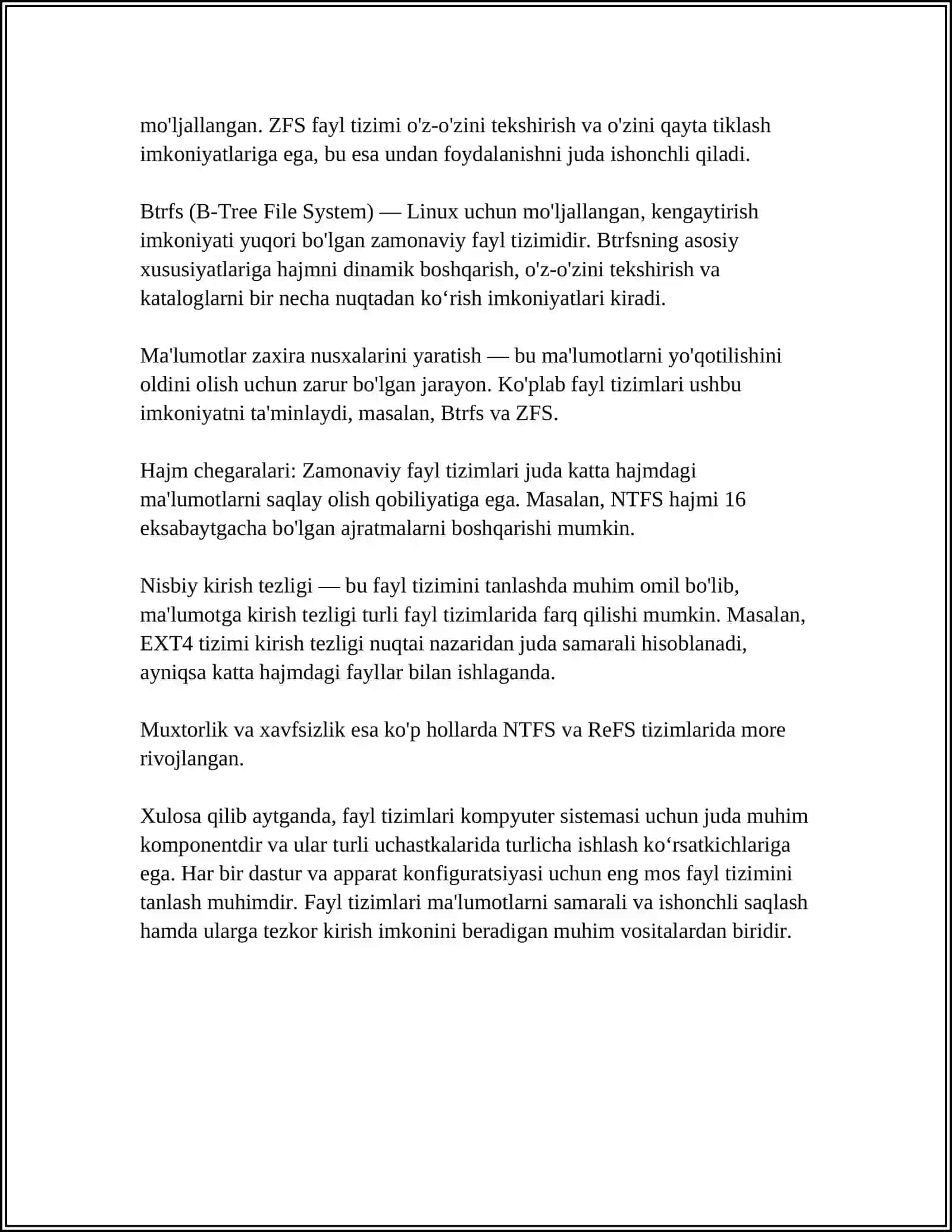 HPFS (YUQORI UNIMDORLIKKA EGA BO’LGAN FAYL TIZIMI) 4