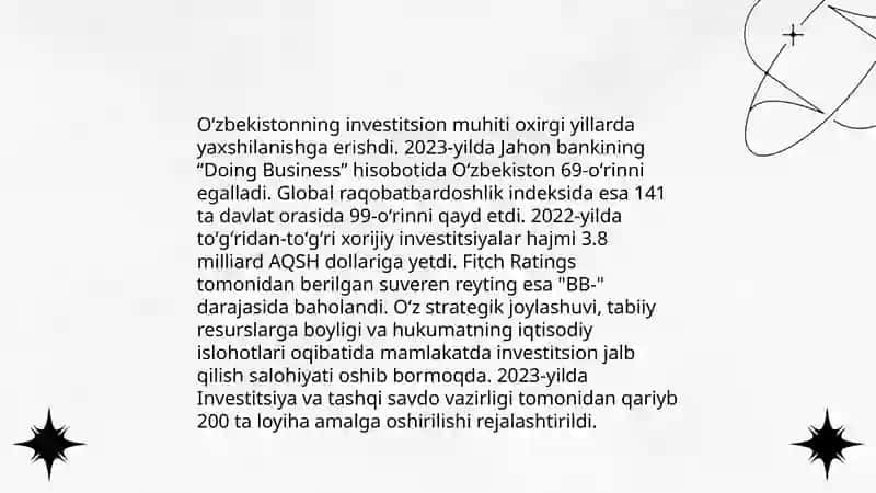 Yangi Oʻzbekistonning iqtisodiy oʻsish va xalqaro reytinglar 4