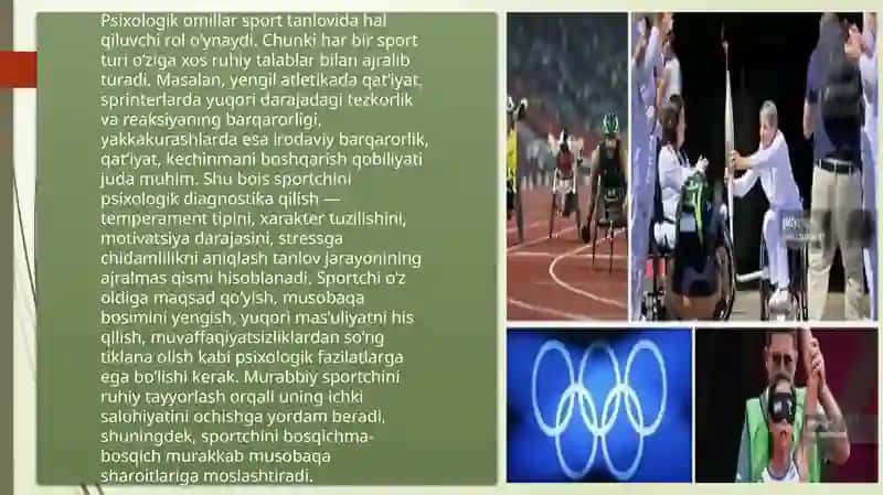 Tanlangan sport turiga yoʻnaltirishning umumiy(pedagogik , psixologik tabiy-biologik)asoslari. 4