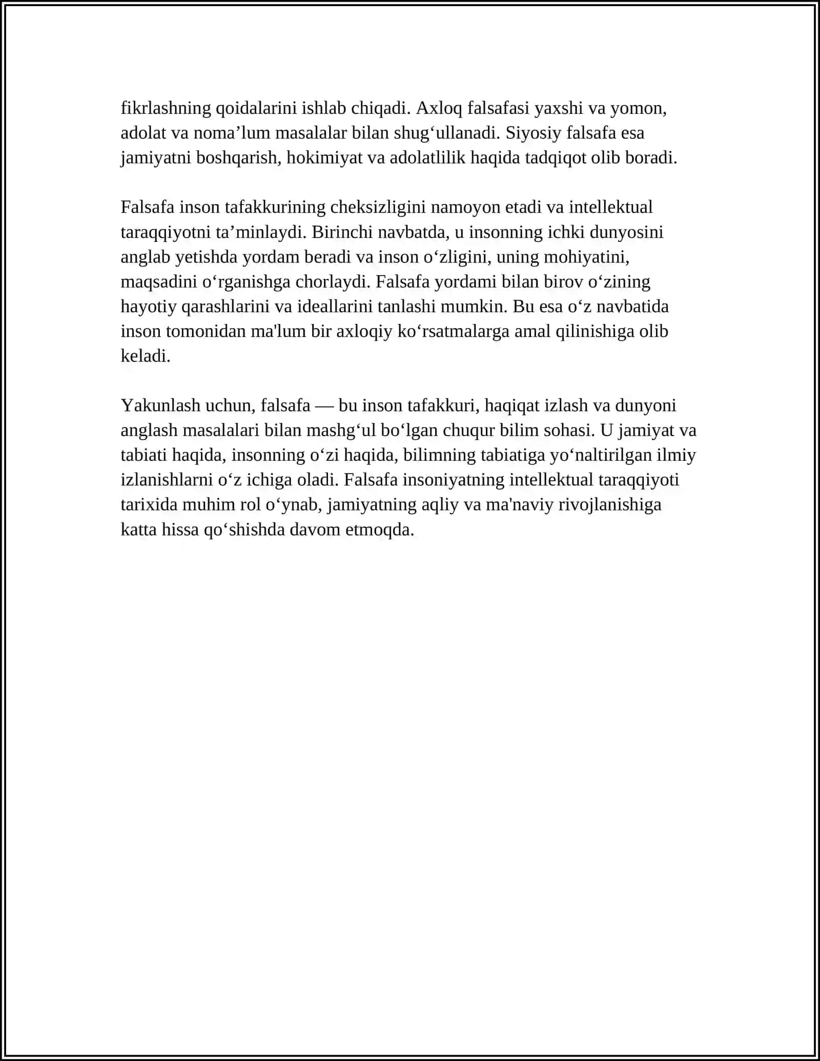 FALSAFANING MOHIYATIGA OID SHARQ VA GʻARB MUTAFAKKIRLARI TAʼRIFLARINI TASNIFLASH 4